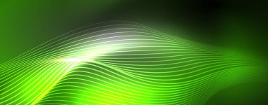 Neon vektör dalga hatları soyut arka plan, sihirli futuristik techno tasarım
