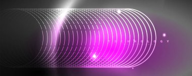 Parlak Neon ışıklar, bulanık sihirli Neon ışık kavisli hatları ile koyu soyut arka plan