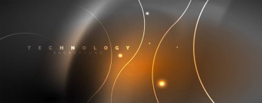 Parlak Neon ışıklar, bulanık sihirli Neon ışık kavisli hatları ile koyu soyut arka plan