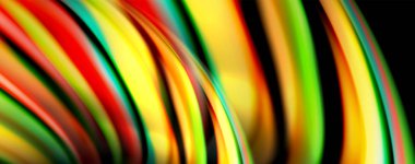 Sıvı renk gökkuşağı tarzı dalga soyut arka plan, siyah techno modern tasarım