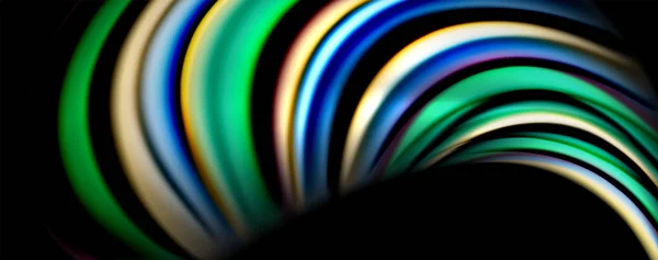 Color fluido arco iris estilo onda fondo abstracto, techno diseño moderno en negro — Archivo Imágenes Vectoriales