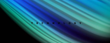 Dalga satırları sıvı gökkuşağı tarzı renk çizgili siyah arka plan üzerine soyut. Sunum, app duvar kağıdı, başlık sayfası veya poster için sanatsal illüstrasyon