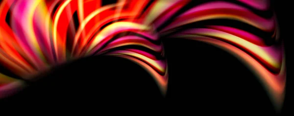 Culoare fluidă curcubeu stil val fundal abstract, techno design modern pe negru — Vector de stoc