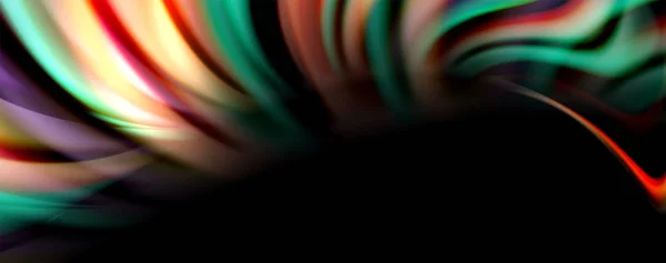 Vloeiende kleur regenboog stijl Golf abstracte achtergrond, techno modern design op zwart — Stockvector