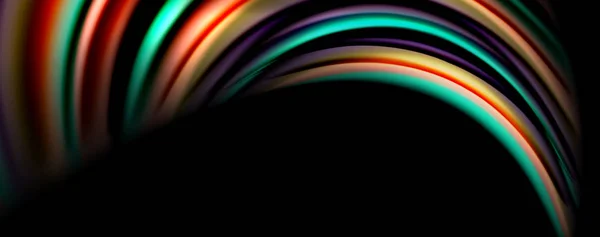 Fluide couleur arc-en-ciel vague style fond abstrait, techno design moderne sur noir — Image vectorielle