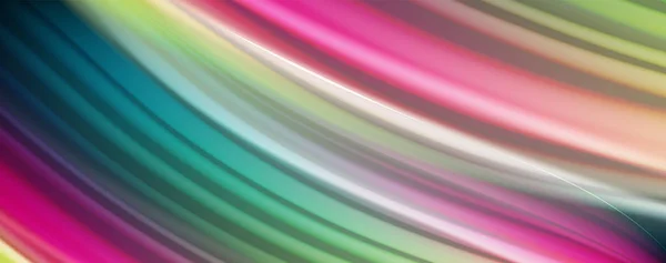 Abstrakte Wellenlinien fließende Farbstreifen im Regenbogenstil auf schwarzem Hintergrund. künstlerische Illustration für Präsentation, App-Wallpaper, Banner oder Poster — Stockvektor
