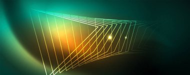 Parlak parlayan tasarım arka plan, Neon tarzı hatları, teknoloji kavramı, vektör