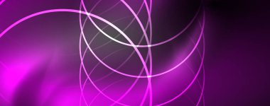 Parlak Neon ışıklar, bulanık sihirli Neon ışık kavisli hatları ile koyu soyut arka plan