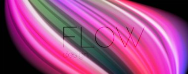 Sıvı sıvı renk dalgası hatları, parlayan renkli ışık efekti, Soyut Kompozisyon şablonu. Geometrik teknoloji soyut desen. Hareket konsepti