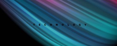 Modern gökkuşağı sıvı renk akışı renkli poster. Siyah renk arka planda dalga sıvı şekli. Soyut Kompozisyon