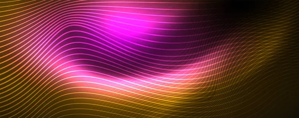 Glänzende Neon-Linien Techno magische futuristische Hintergrund, magische Energie Raum Licht Konzept, abstrakte Hintergrund Tapete Design — Stockvektor