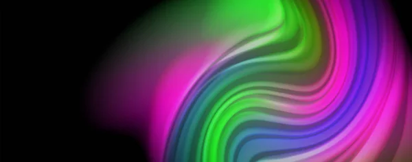 Moderno arco iris líquido flujo de color cartel colorido. Onda Forma líquida en fondo de color negro. Composición abstracta — Archivo Imágenes Vectoriales