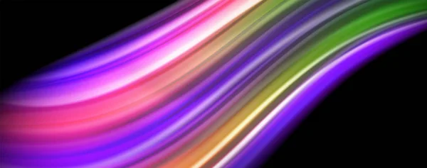 Linee d'onda fluide di colore liquido, effetto luminoso colorato incandescente, modello di composizione astratta. Tecnologia geometrica modello astratto. Concetto di movimento — Vettoriale Stock