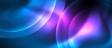 Mavi Neon kabarcıklar ve daireler soyut arka plan, futuristik büyü techno tasarım