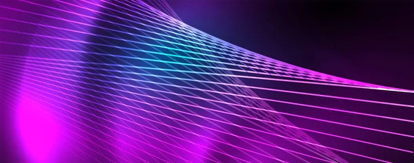 Linee luminose blu neon, concetto di luce spazio energia magica, disegno astratto sfondo carta da parati — Vettoriale Stock