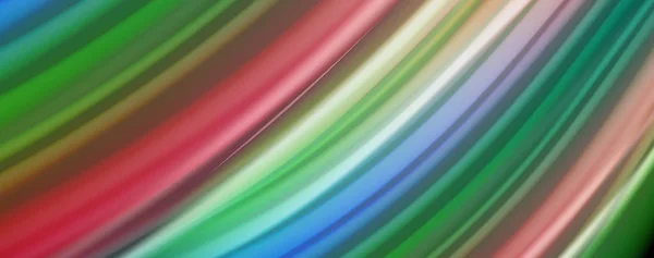 Abstrakte Wellenlinien fließende Farbstreifen im Regenbogenstil auf schwarzem Hintergrund. künstlerische Illustration für Präsentation, App-Wallpaper, Banner oder Poster — Stockvektor