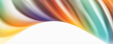 Beyaz renkli akış poster modern sıvı renk akışı. Beyaz renk arka planda techno Wave sıvı şekli. Tasarım projeniz için tasarım