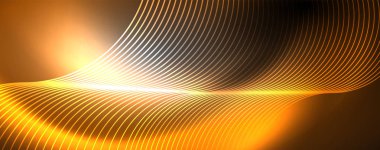 Parlak Neon ışıklar, bulanık sihirli Neon ışık kavisli hatları ile koyu soyut arka plan