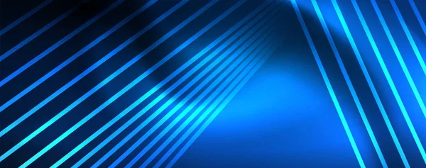Neonblau leuchtende Linien, magische Energie Raum Licht Konzept, abstrakte Hintergrund Tapeten-Design — Stockvektor