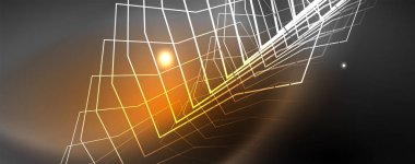 Parlak neon techno şablonu. Neon hatları arka plan, 80s tarzı lazer ışınları