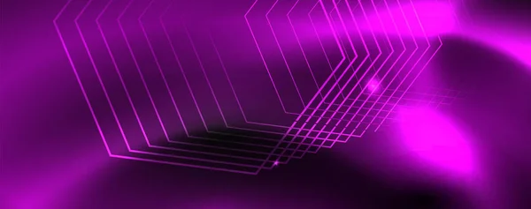 Glanzende Neon techno sjabloon. Neon lijnen achtergrond, 80s stijl laserstralen — Stockvector