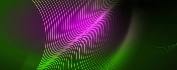 Parlak neon çizgiler şablonu-Kuzey ışıklar parlayan bulanıklık hatları. Futuristik tarzı Glow Neon 80s disko kulübü veya gece partisi techno şablon — Stok Vektör
