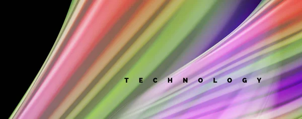 Flüssige flüssige Farbwellenlinien, leuchtende bunte Lichteffekte, abstrakte Kompositionschablone. geometrische Technologie abstraktes Muster. Bewegungskonzept — Stockvektor