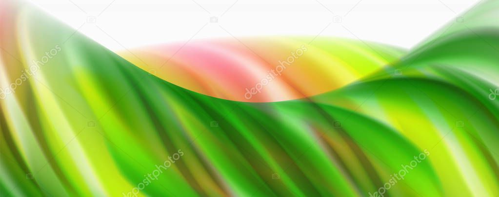 Modern Liquid color flow on white - colorful flow poster. Techno Wave Liquid shape in white color background. Design for your design project