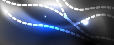 Neon vektör dalga hatları soyut arka plan, sihirli futuristik techno tasarım