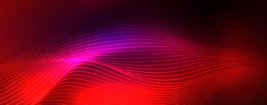 Neon vektör dalga hatları soyut arka plan, sihirli futuristik techno tasarım