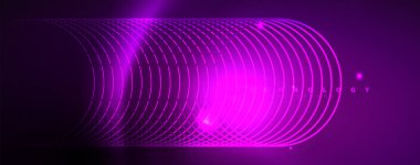 Parlak Neon ışıklar, bulanık sihirli Neon ışık kavisli hatları ile koyu soyut arka plan