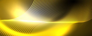 Parlak Neon ışıklar, bulanık sihirli Neon ışık kavisli hatları ile koyu soyut arka plan