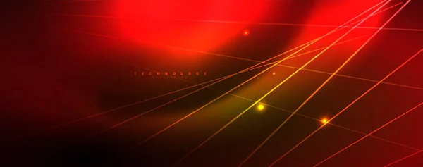 Luz de néon de cor brilhante com linhas, papel de parede abstrato, movimento brilhante, luz de espaço mágico. Techno fundo abstracto —  Vetores de Stock