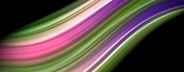 Fluid flytande färg våg linjer, glödande färgglada ljus effekt, abstrakt sammansättning mall. Geometrisk teknik abstrakt mönster. Rörelse koncept — Stock vektor