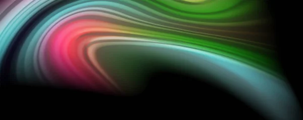 Modern curcubeu lichid culoare debit poster colorat. Valuri de formă lichidă în fundal de culoare neagră. Compoziție abstractă — Vector de stoc