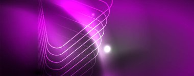 Parlak neon techno şablonu. Neon hatları arka plan, 80s tarzı lazer ışınları