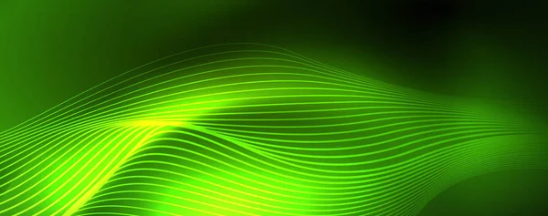闪亮的霓虹灯矢量波线抽象背景,运动概念 — 图库矢量图片