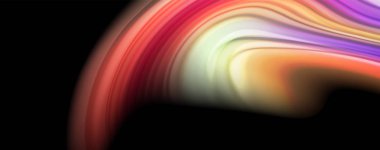 Modern gökkuşağı sıvı renk akışı renkli poster. Siyah renk arka planda dalga sıvı şekli. Soyut Kompozisyon