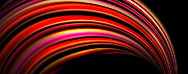 Warna cair Rainbow gaya gelombang latar belakang abstrak, techno desain modern di hitam - Stok Vektor