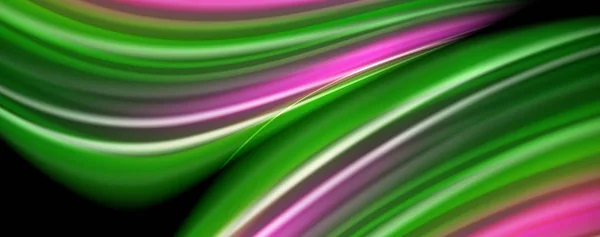 Σύγχρονο ουράνιο τόξο υγρό χρώμα ροή πολύχρωμο αφίσα. Σχήμα υγρού κυματομορφής σε μαύρο χρώμα φόντου. Αφηρημένη σύνθεση — Διανυσματικό Αρχείο