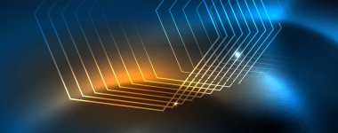 Neon parlayan techno hatları, Hi-Tech futuristik soyut arka plan şablonu, vektör