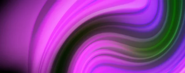 Vloeistof vloeistof kleur golf lijnen, gloeiende kleurrijke lichteffect, abstracte samenstelling sjabloon. Geometrische technologie abstract patroon. Bewegingsconcept — Stockvector