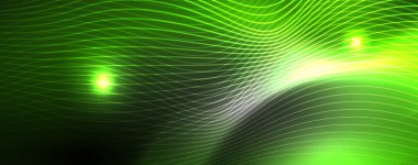 Neon vektör dalga hatları soyut arka plan, sihirli futuristik techno tasarım