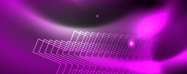 闪亮的霓虹灯技术模板。霓虹灯线背景,80年代风格的激光 — 图库矢量图片