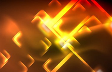 Siyah Neon parlak ışık hatları, techno modern şablon