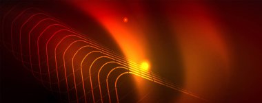 Neon parlayan techno hatları, Hi-Tech futuristik soyut arka plan şablonu, vektör