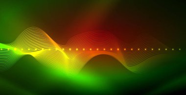 Koyu, parlak hareket, sihirli alan ışık parlayan soyut dalga. Techno arka plan