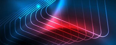 Neon parlayan techno hatları, Hi-Tech futuristik soyut arka plan şablonu, vektör