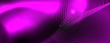 Parlak neon techno şablonu. Neon hatları arka plan, 80s tarzı lazer ışınları