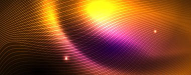 Neon vektör dalga hatları soyut arka plan, sihirli futuristik techno tasarım